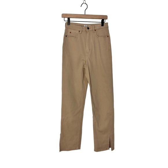 Motel Rocks Straight Leg Jeans In Winter Sandwash Knit Argyle Tan Size XS - Picture 6 of 15